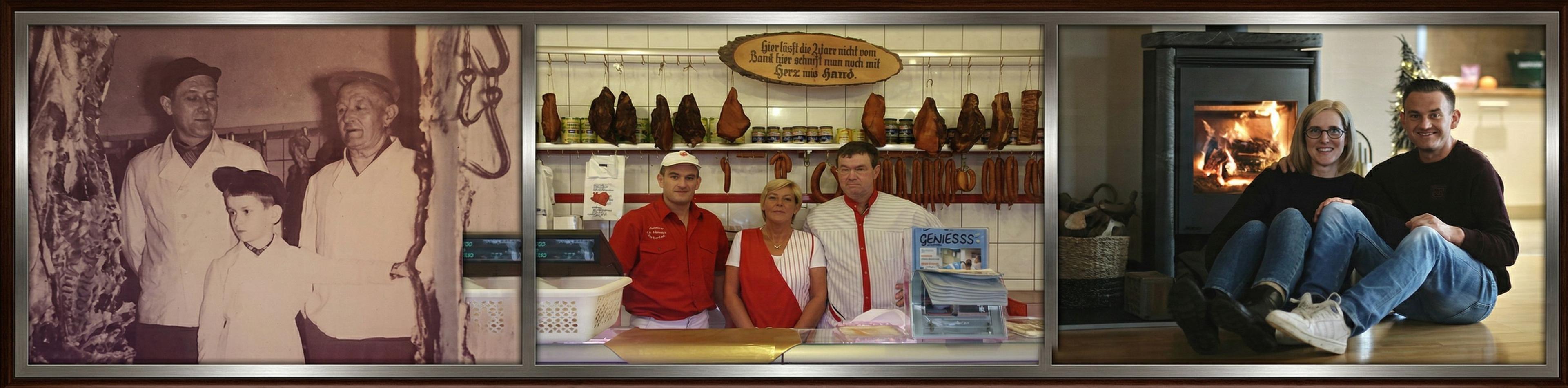 Thomas und Nadine Mülhausen vor dem Metzgerei Mülhausen Schlachtanhänger